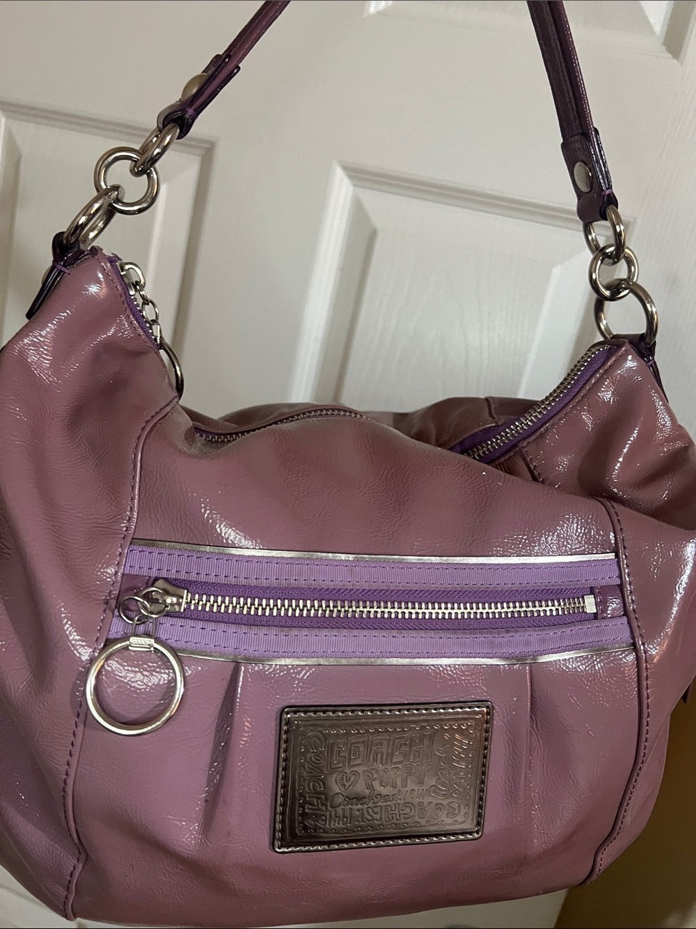Coach Poppy Collection Lavender Patent Leather Hobo Bag